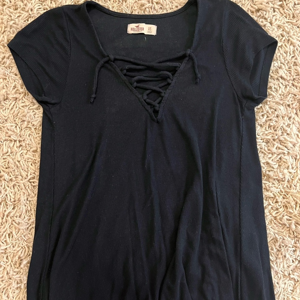 Hollister XS lace up neckline top